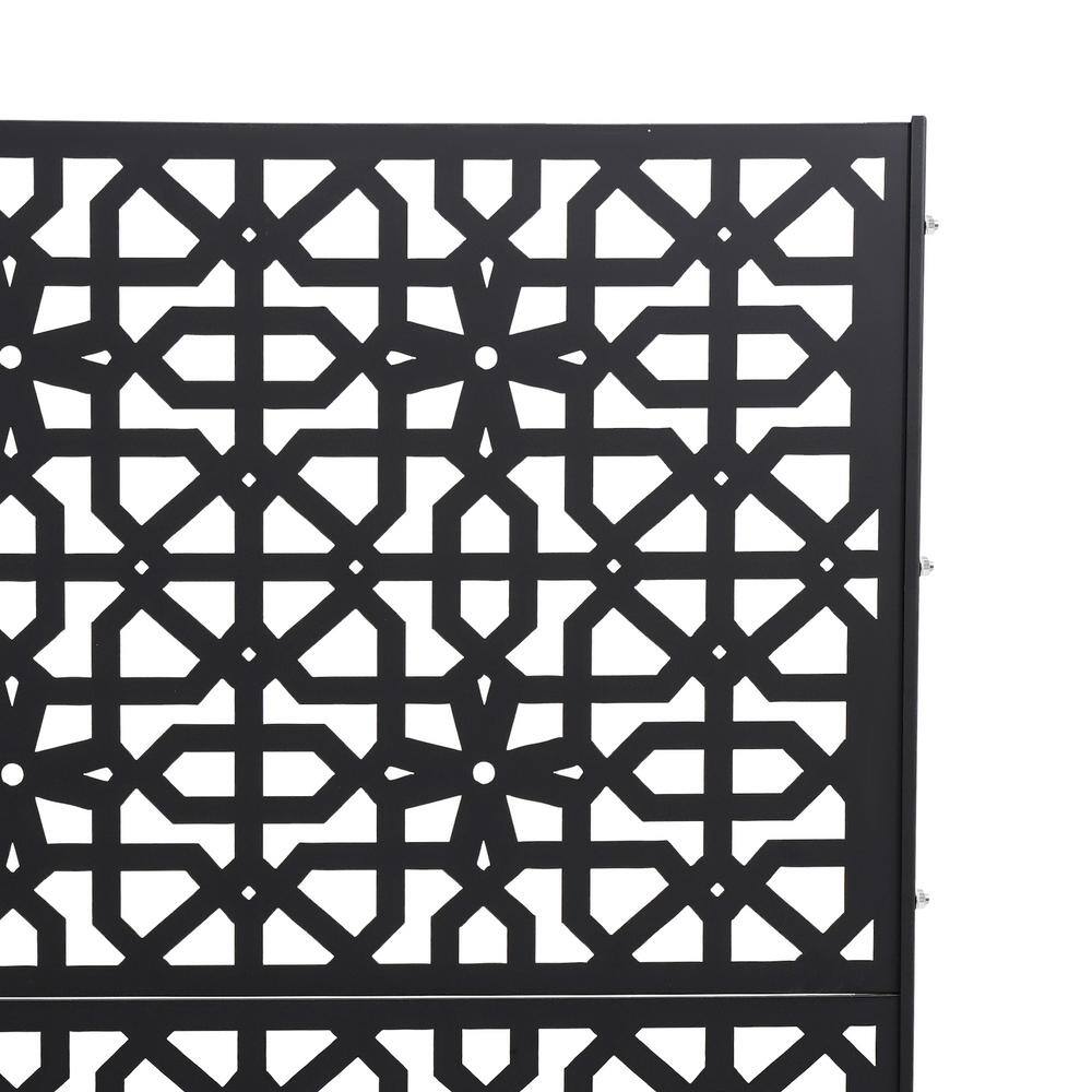 YIYIBYUS 6.2 ft. x 2.9 ft. Black Steel Privacy Screen Freestanding Outdoor/Indoor Adjustable Height Decorative Privacy Screen