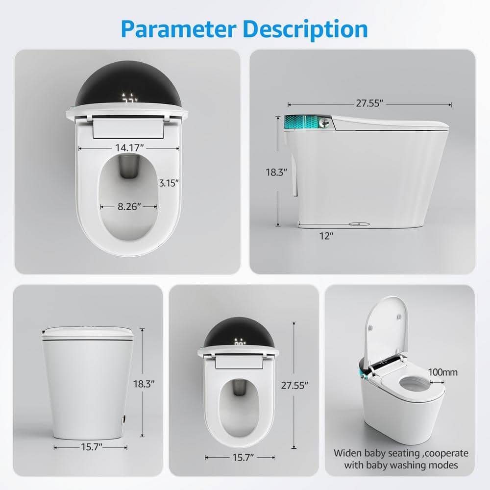 Yulika DJ-G5 Smart Toilet with Heated Bidet Seat, Warm Water Sprayer, and Remote Control