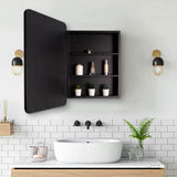 Zeus & Ruta 24 in. W x 30 in. H Rectangular Black Metal Framed Wall Recessed/Surface Mount Bathroom Medicine Cabinet with Mirror