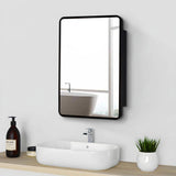 Zeus & Ruta 24 in. W x 30 in. H Rectangular Black Metal Framed Wall Recessed/Surface Mount Bathroom Medicine Cabinet with Mirror