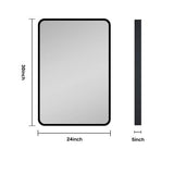 Zeus & Ruta 24 in. W x 30 in. H Rectangular Black Metal Framed Wall Recessed/Surface Mount Bathroom Medicine Cabinet with Mirror