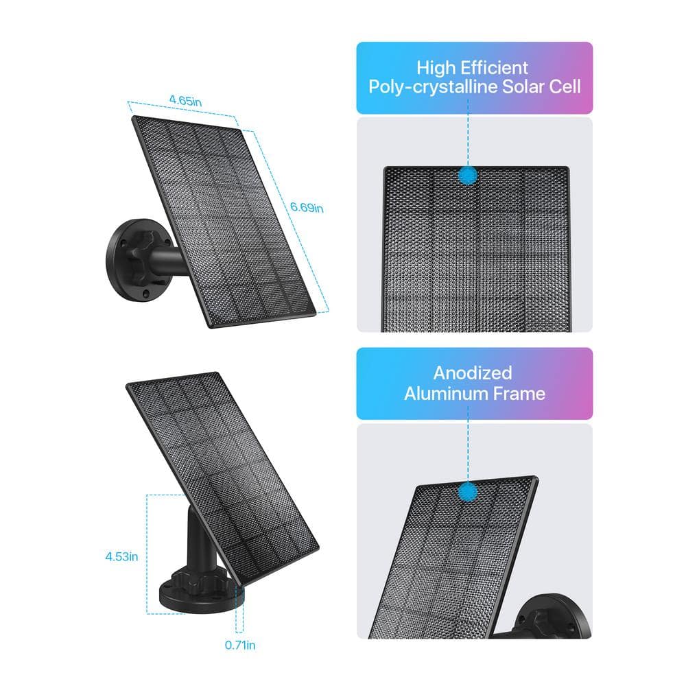 ZOSI Solar Panel Power Supply Only Work for Wireless 3MP Home Security Camera Model ZNC3063Y, ZNC6963Y