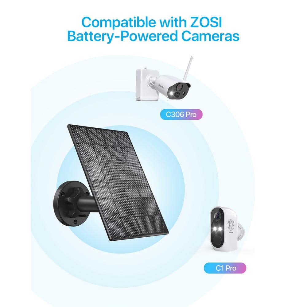 ZOSI Solar Panel Power Supply Only Work for Wireless 3MP Home Security Camera Model ZNC3063Y, ZNC6963Y