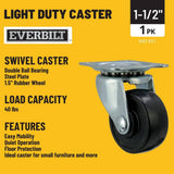 Everbilt 1-1/2 in. Soft Rubber Swivel Plate Caster, 40 lb. Load Rating