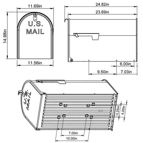 Stanley Extra Large Steel Post-Mount Mailbox, Black