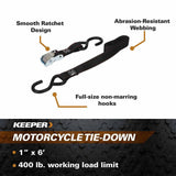 Keeper 1 in. x 6 ft. 400 lbs Motorcycle Cam Buckle Tie-Down, 2-Pack