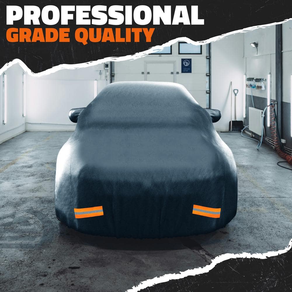 Mockins 190 in. x 75 in. x 60 in. Heavy-Duty Waterproof Car Cover - Thick 250g PVC Cotton Lined - Medium Sedan