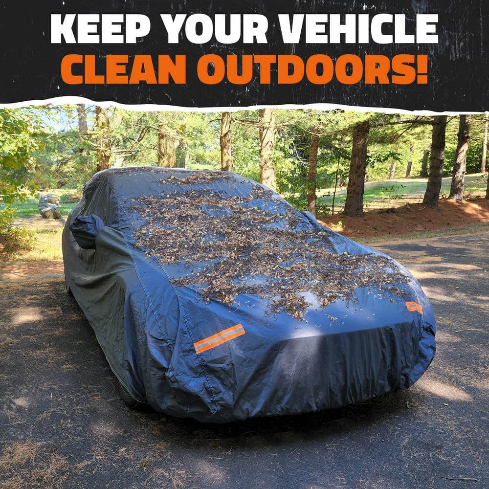 Mockins 190 in. x 75 in. x 60 in. Heavy-Duty Waterproof Car Cover - Thick 250g PVC Cotton Lined - Medium Sedan