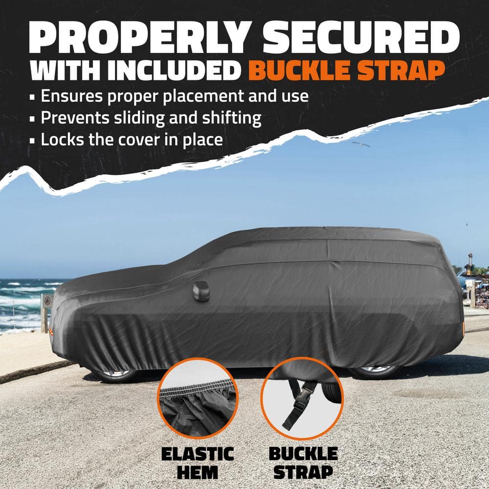 Mockins 200 in. x 75 in. x 75 in. Extra Thick Heavy-Duty SUV Waterproof Car Cover - 250 g PVC Cotton Lined - Black