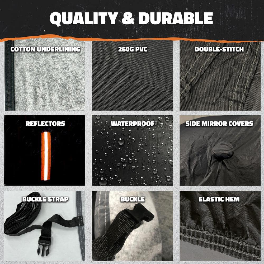 Mockins 200 in. x 75 in. x 75 in. Extra Thick Heavy-Duty SUV Waterproof Car Cover - 250 g PVC Cotton Lined - Black