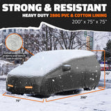 Mockins 200 in. x 75 in. x 75 in. Extra Thick Heavy-Duty SUV Waterproof Car Cover - 250 g PVC Cotton Lined - Black