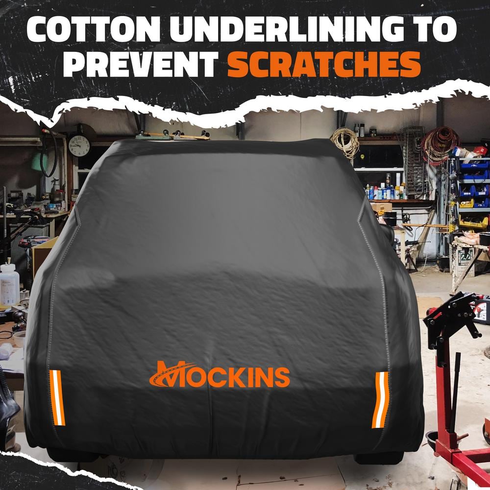 Mockins 200 in. x 75 in. x 75 in. Extra Thick Heavy-Duty SUV Waterproof Car Cover - 250 g PVC Cotton Lined - Black