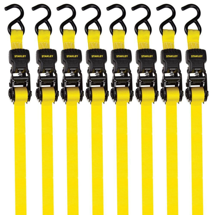 Stanley Ratchet Straps, 1 in. x 10 ft, 1,500 lbs Break Strength, 8-Pack