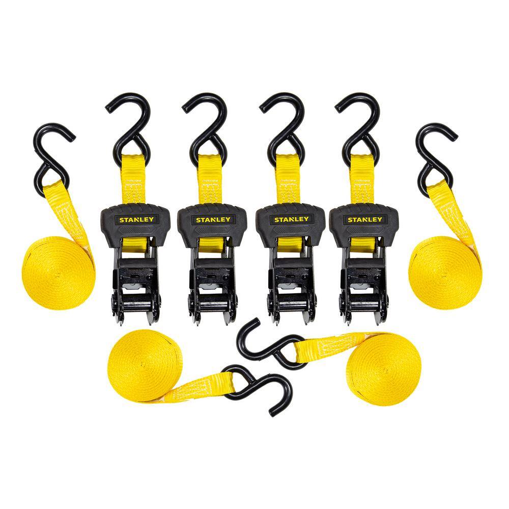 Stanley 1 in. x 14 ft. Ratchet Straps, 3,000 lbs Break Strength, 4-Pack