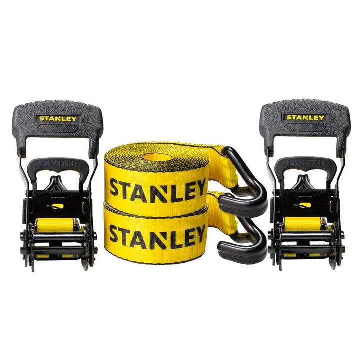 STANLEY 1.5 in. x 16 ft. Ratchet Straps, 3,300 lbs Break Strength, 2-Pack