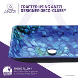 ANZZI Voce Series Rectangular Deco-Glass Vessel Sink in Lustrous Blue, 22.5 x 14.5 x 4.3 in.