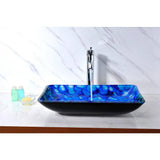 ANZZI Voce Series Rectangular Deco-Glass Vessel Sink in Lustrous Blue, 22.5 x 14.5 x 4.3 in.