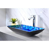 ANZZI Voce Series Rectangular Deco-Glass Vessel Sink in Lustrous Blue, 22.5 x 14.5 x 4.3 in.