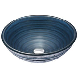 ANZZI Tempo Series Deco-Glass Vessel Sink, Coiled/Lustrous Blue, 16.75 in. Round with Pop-Up Drain