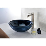 ANZZI Tempo Series Deco-Glass Vessel Sink, Coiled/Lustrous Blue, 16.75 in. Round with Pop-Up Drain