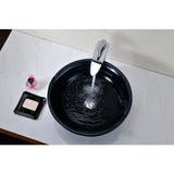 ANZZI Tempo Series Deco-Glass Vessel Sink, Coiled/Lustrous Blue, 16.75 in. Round with Pop-Up Drain