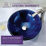 ANZZI Meno Series Deco-Glass Bathroom Vessel Sink, Lustrous Blue, 16.5 in.