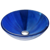 ANZZI Meno Series Deco-Glass Bathroom Vessel Sink, Lustrous Blue, 16.5 in.