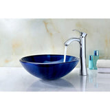 ANZZI Meno Series Deco-Glass Bathroom Vessel Sink, Lustrous Blue, 16.5 in.