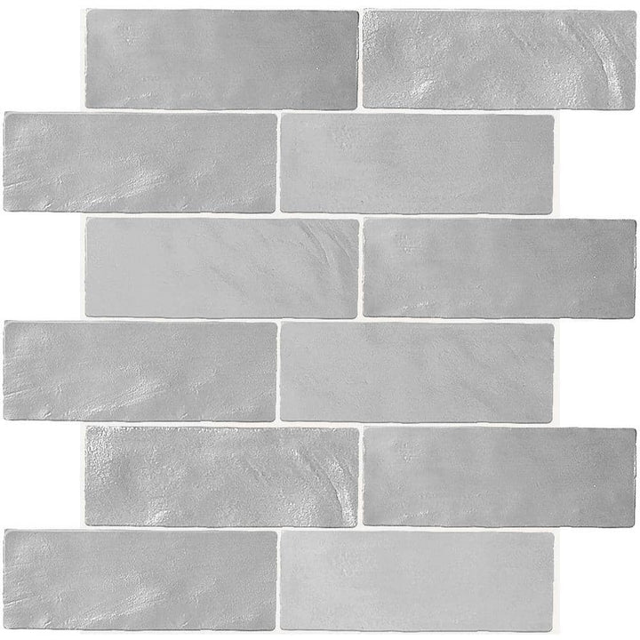 Blue 2.5 in. x 8 in. Polished and Honed Ceramic Subway Mosaic Tile (5.38 sq. ft./Case)