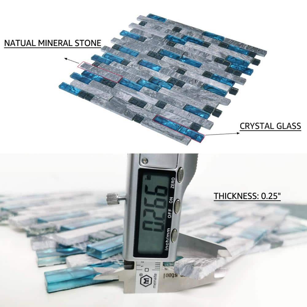 Blue 12 in. x 12 in. Glass Mosaic Tile for Kitchen Backsplash or Bathroom Backsplash (5 sq. ft./Box)
