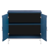 34 in. W x 15.5 in. D x 31.9 in. H in Blue MDF Assemble Upper Pantry Kitchen Cabinet Wood Veneer and Metal Leg Frame