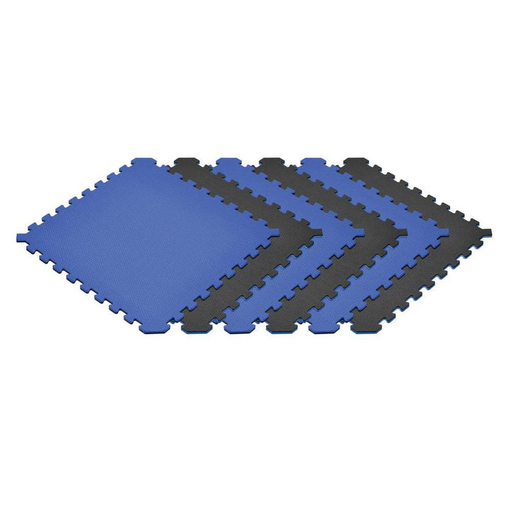 Norsk 24 sq ft Interlocking Foam Floor Mat, 6-Pack, Reversible Black/Blue