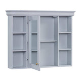 DELUXE DL LIVING 35 in. W x 28 in. H Rectangular Blue Wood Bathroom Medicine Cabinet with Mirror, Soft Close Door, Easy Hang, Open Shelf