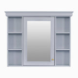 DELUXE DL LIVING 35 in. W x 28 in. H Rectangular Blue Wood Bathroom Medicine Cabinet with Mirror, Soft Close Door, Easy Hang, Open Shelf