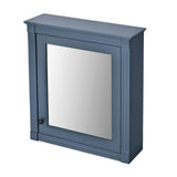 FAMYYT 24 in. W x 28 in. H Blue Rectangular Wooden Medicine Cabinet with Mirror and Adjustable Shelf