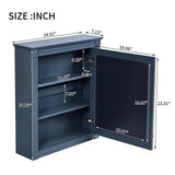 FAMYYT 24 in. W x 28 in. H Blue Rectangular Wooden Medicine Cabinet with Mirror and Adjustable Shelf