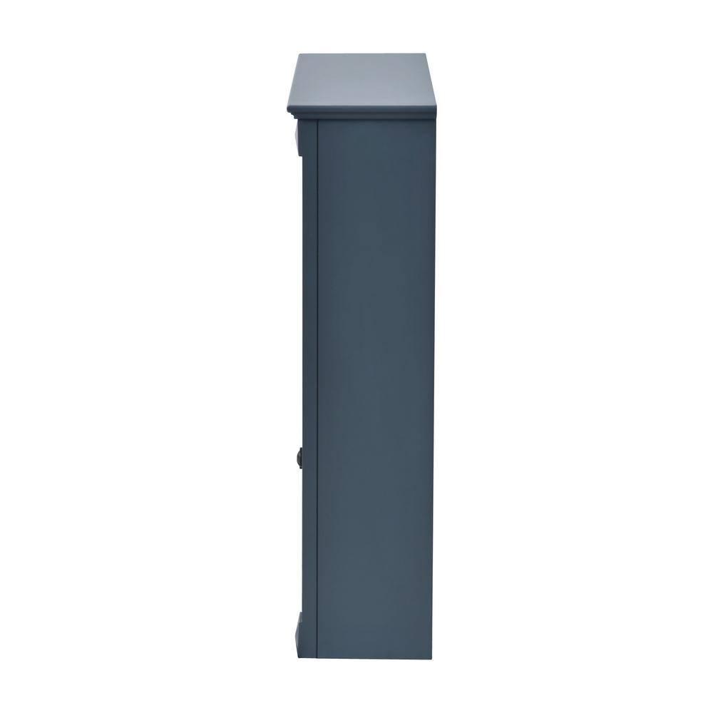 FAMYYT 24 in. W x 28 in. H Blue Rectangular Wooden Medicine Cabinet with Mirror and Adjustable Shelf