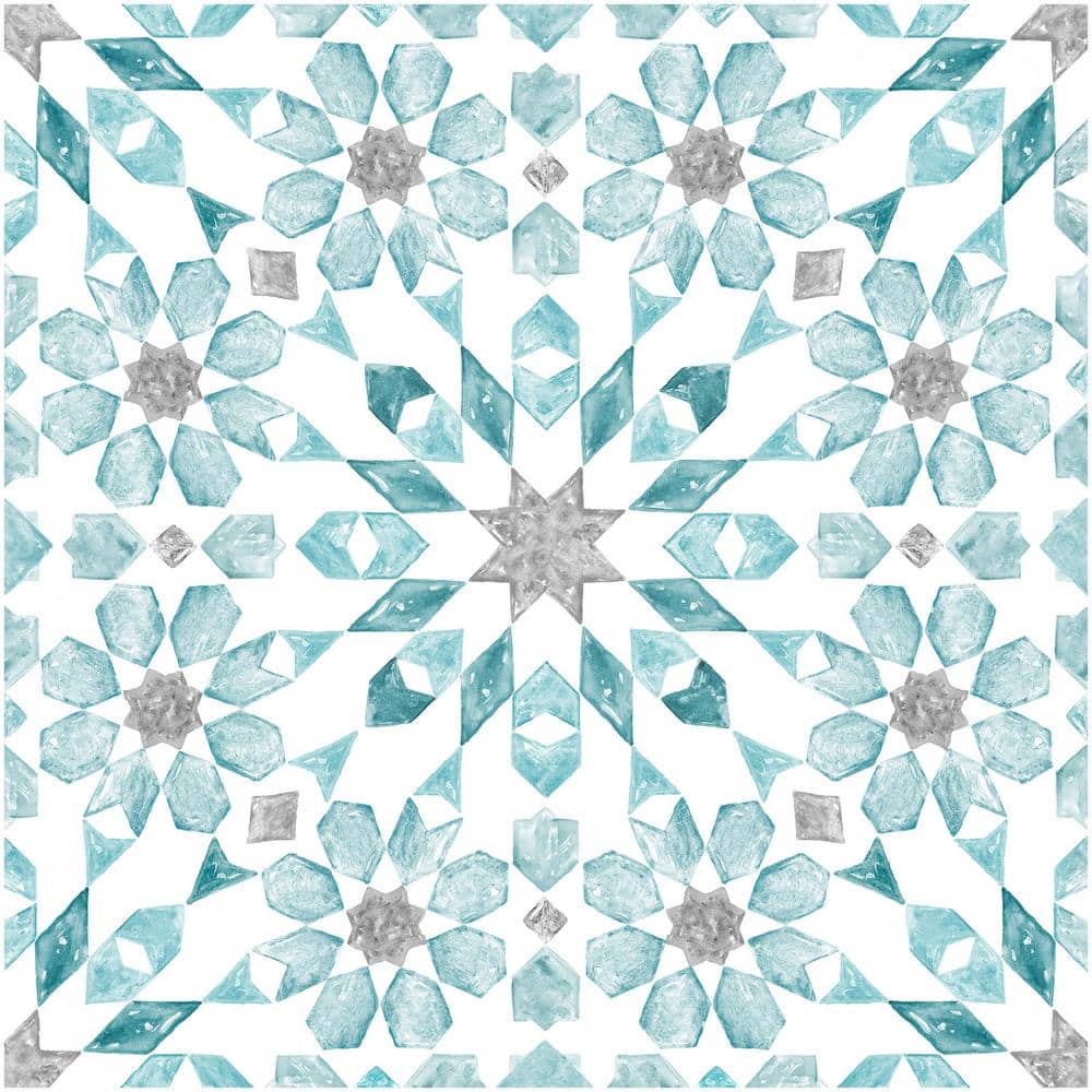 FloorPops Radiance Peel and Stick Floor Tiles, 12 in. x 12 in., Blue Pattern (20 Tiles, 20 sq. ft.)