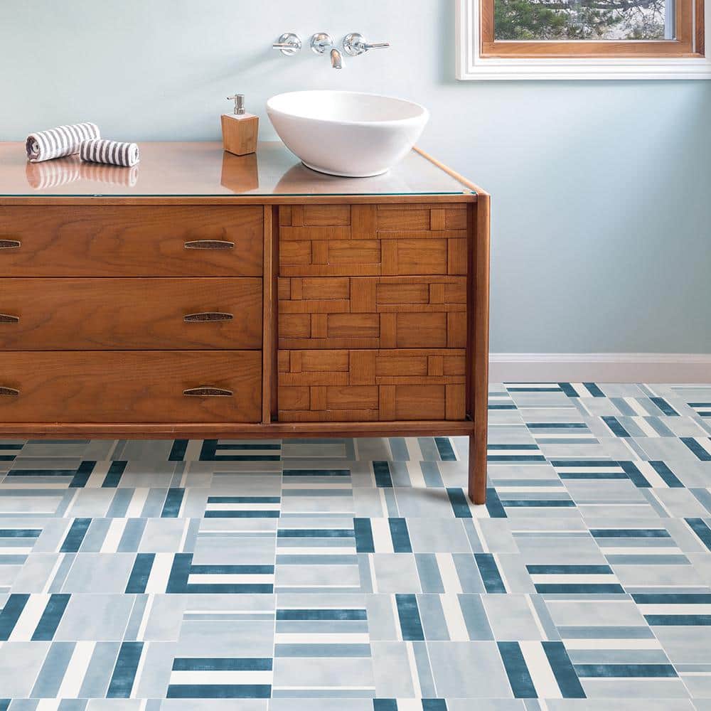 FloorPops Azure 12 in. W x 12 in. L Peel and Stick Floor Vinyl Tiles (20 Tiles, 20 sq. ft. case)