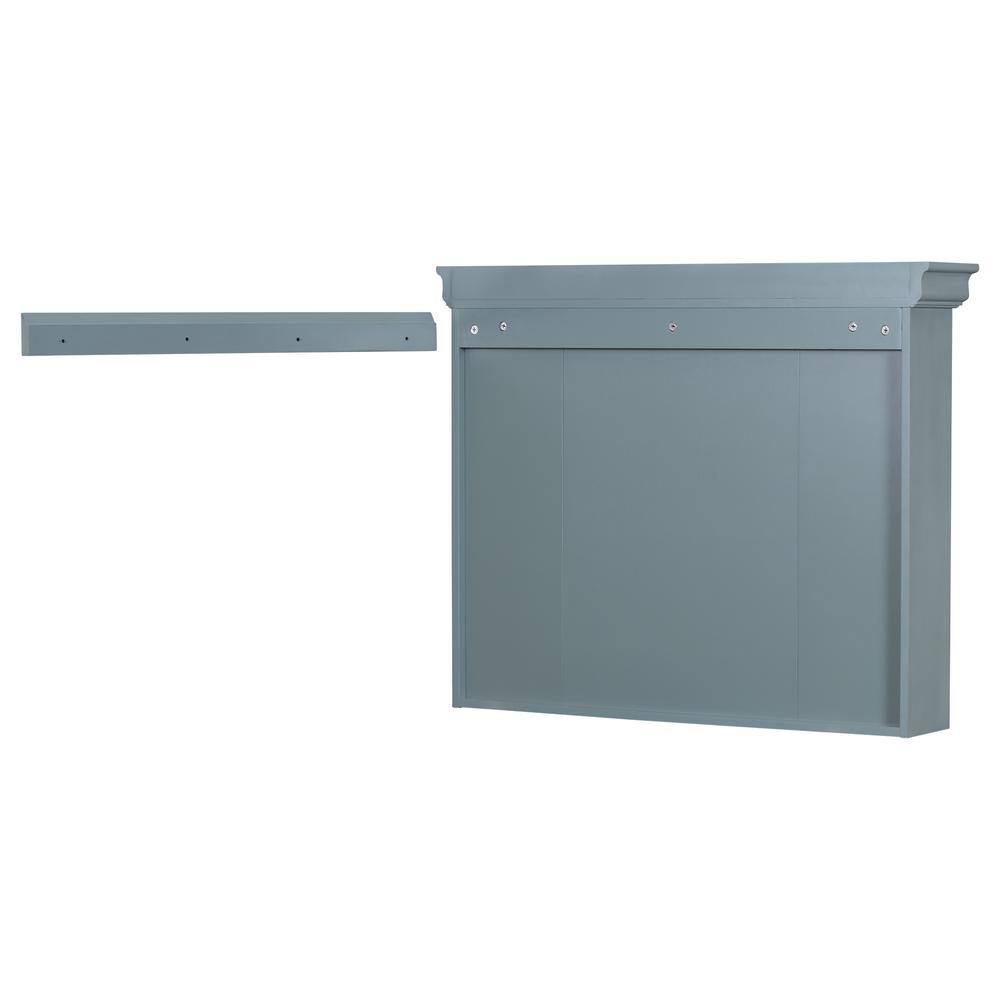FORCLOVER 35 in. W x 28 in. H Rectangular Medicine Cabinet with Mirror and 6-Open Shelves in Blue