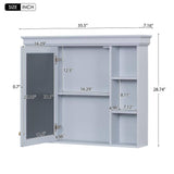 FORCLOVER 35 in. W x 28 in. H Rectangular Medicine Cabinet with Mirror and 6-Open Shelves in Blue