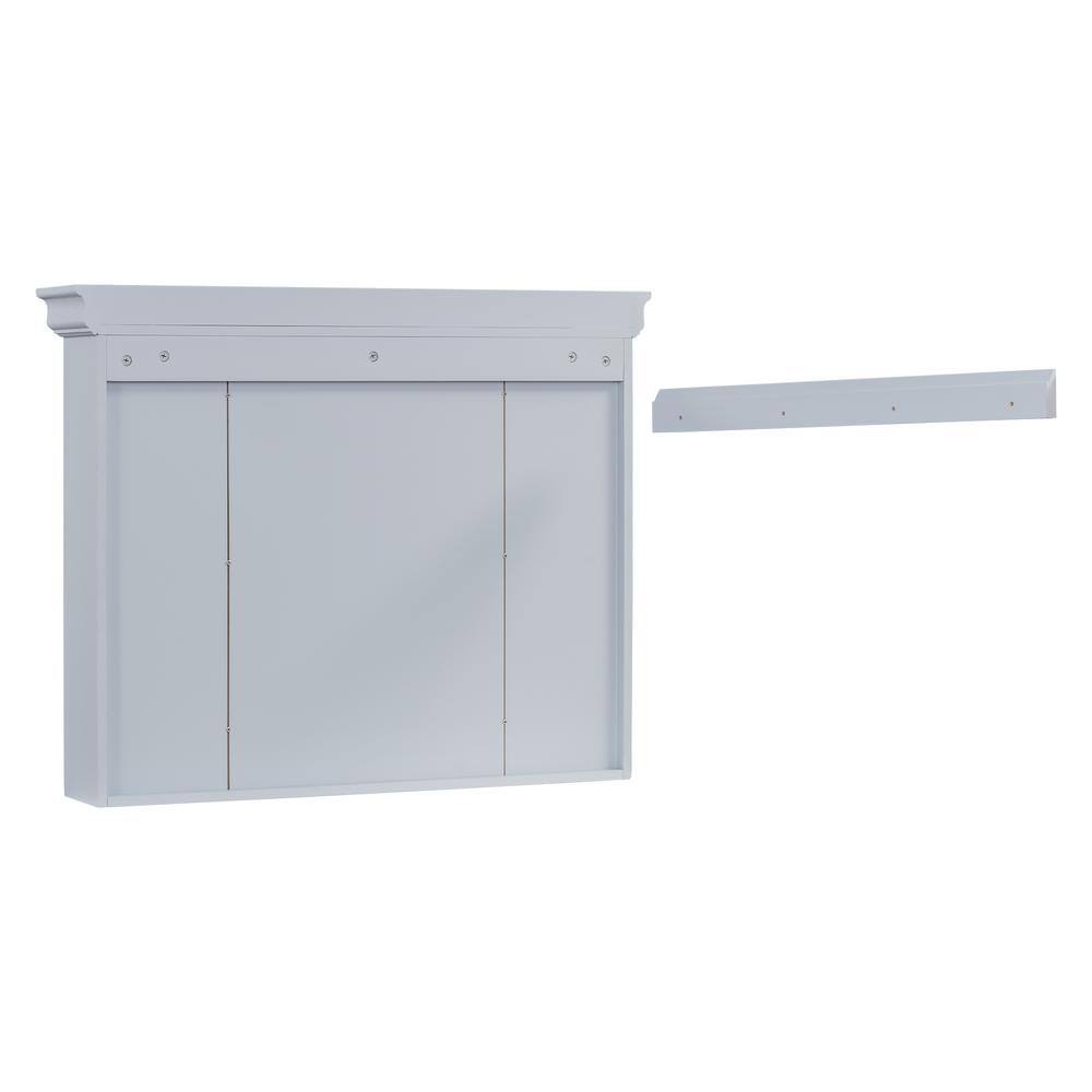 FORCLOVER 35 in. W x 28 in. H Rectangular Medicine Cabinet with Mirror and 6-Open Shelves in Blue