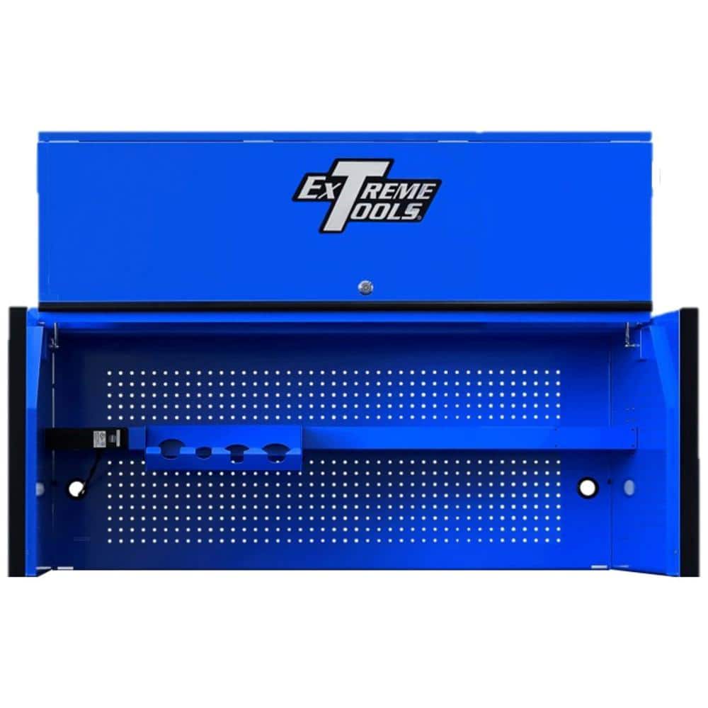 Extreme Tools RX Series 55 in. W x 25 in. D Blue Extreme Power Workstation  Hutch with Gloss Black Handle and Trim