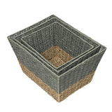 Honey-Can-Do 16.5 Gal. Seagrass Storage Baskets in Blue and Grey (3-Pack)