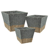Honey-Can-Do 16.5 Gal. Seagrass Storage Baskets in Blue and Grey (3-Pack)