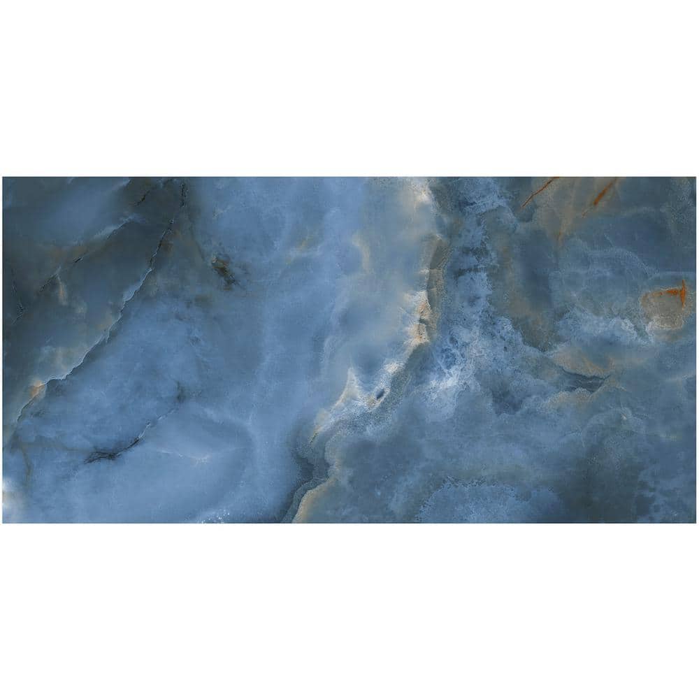 Jume Onyx Blue 23.62 in. x 47.24 in. Polished Porcelain Floor and Wall Tile (15.49 sq. ft./Case)