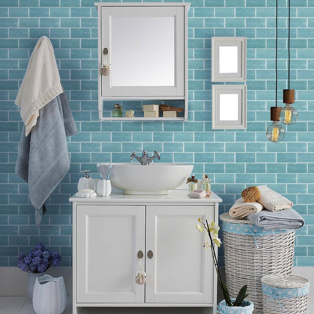 Jeffrey Court Aquamarine Blue 3 in. x 6 in. Glossy Textured Ceramic Wall Tile (10 sq. ft. / Case)