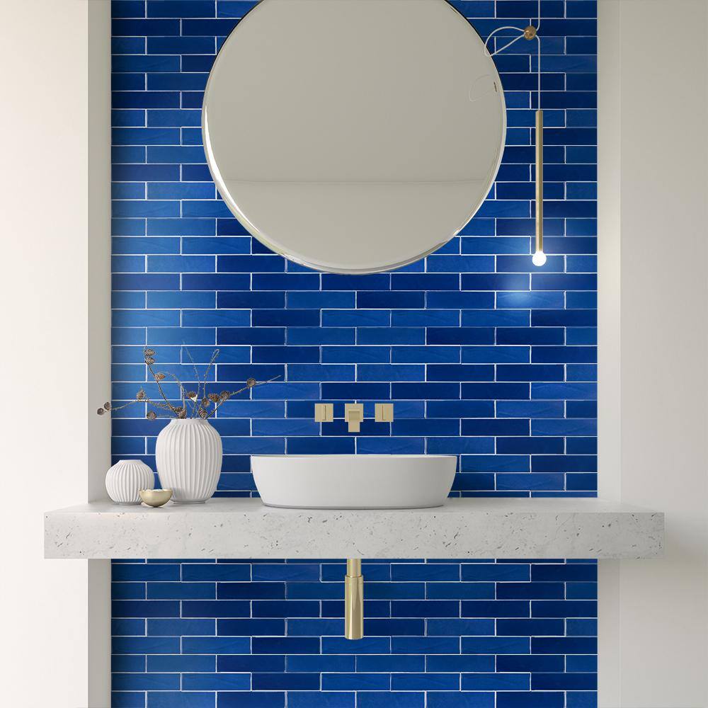 Jeffrey Court Galaxy Blue 3 in. x 12 in. Glossy Textured Ceramic Wall Tile (5.5 sq. ft. / Case)