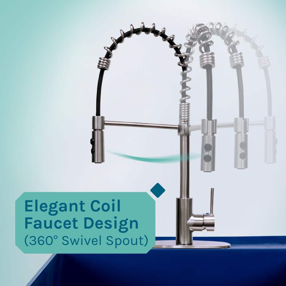 TEHILA 22.875 in. x 23.5 in. Blue Thermoplastic Utility Sink with Stainless Steel Pull-Down Faucet