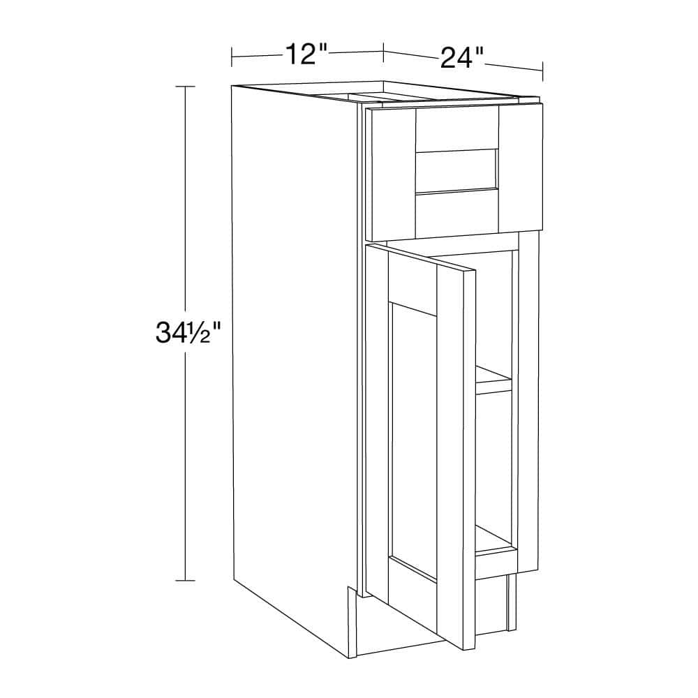 Contractor Express Cabinets Arlington Vessel Blue Plywood Shaker Stock Assembled Base Kitchen Cabinet Soft Close Left 12 in W x 24 in D x 34.5 in H